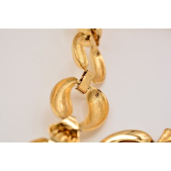 Vintage Collar Necklace Shiny Gold Tone Thick Linked Chain Chunky 1980s BinP - Picture 11 of 12
